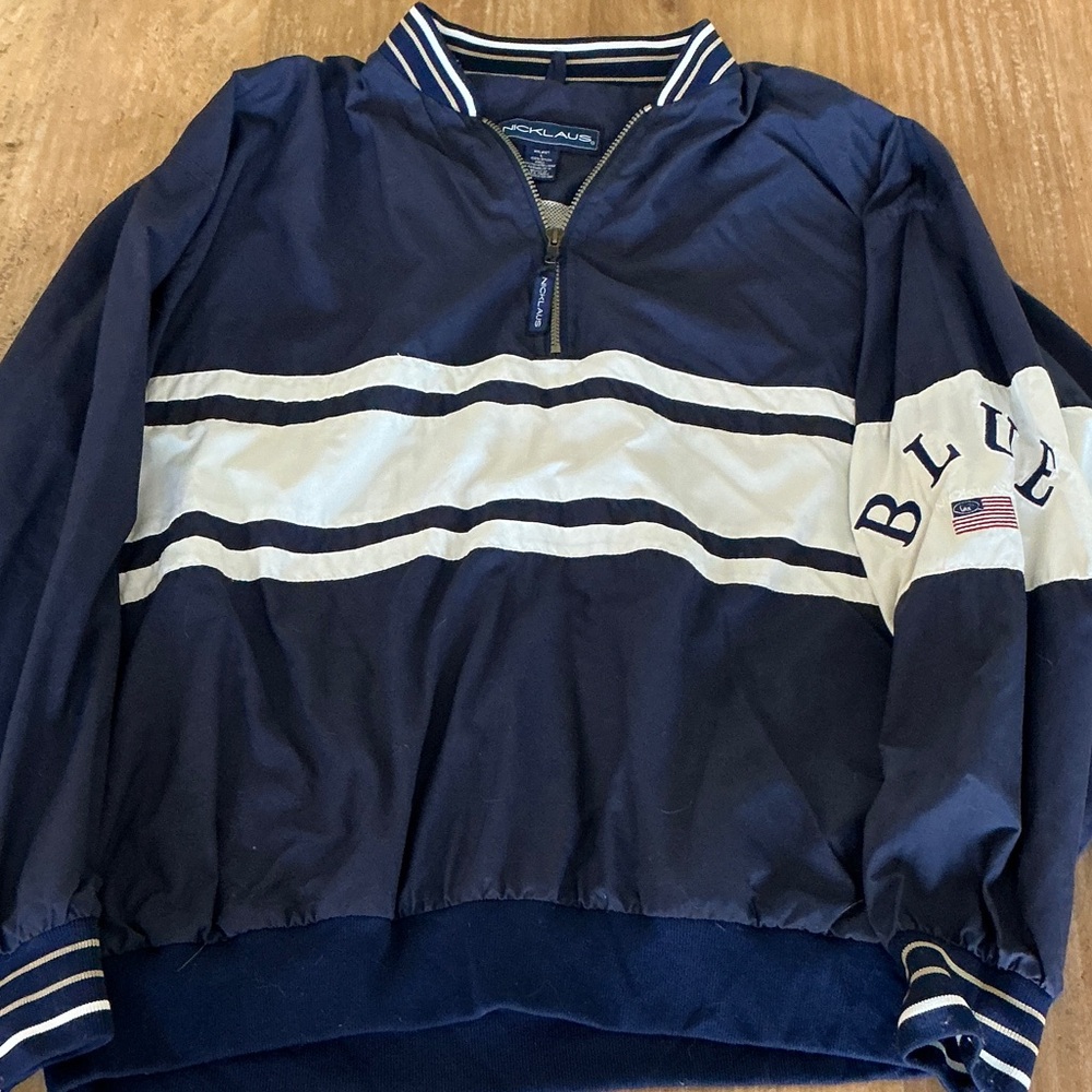 Jack Nicklaus Men's Golf Windbreaker Quarter Zip Pullover Navy Size‎ L